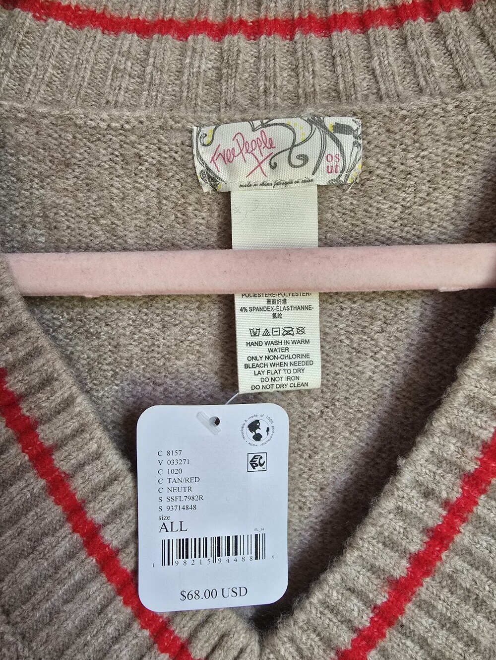 Free People NEW All Star Tassel Poncho Oversized Knit Sweater Vest One Size XL - Picture 7 of 10
